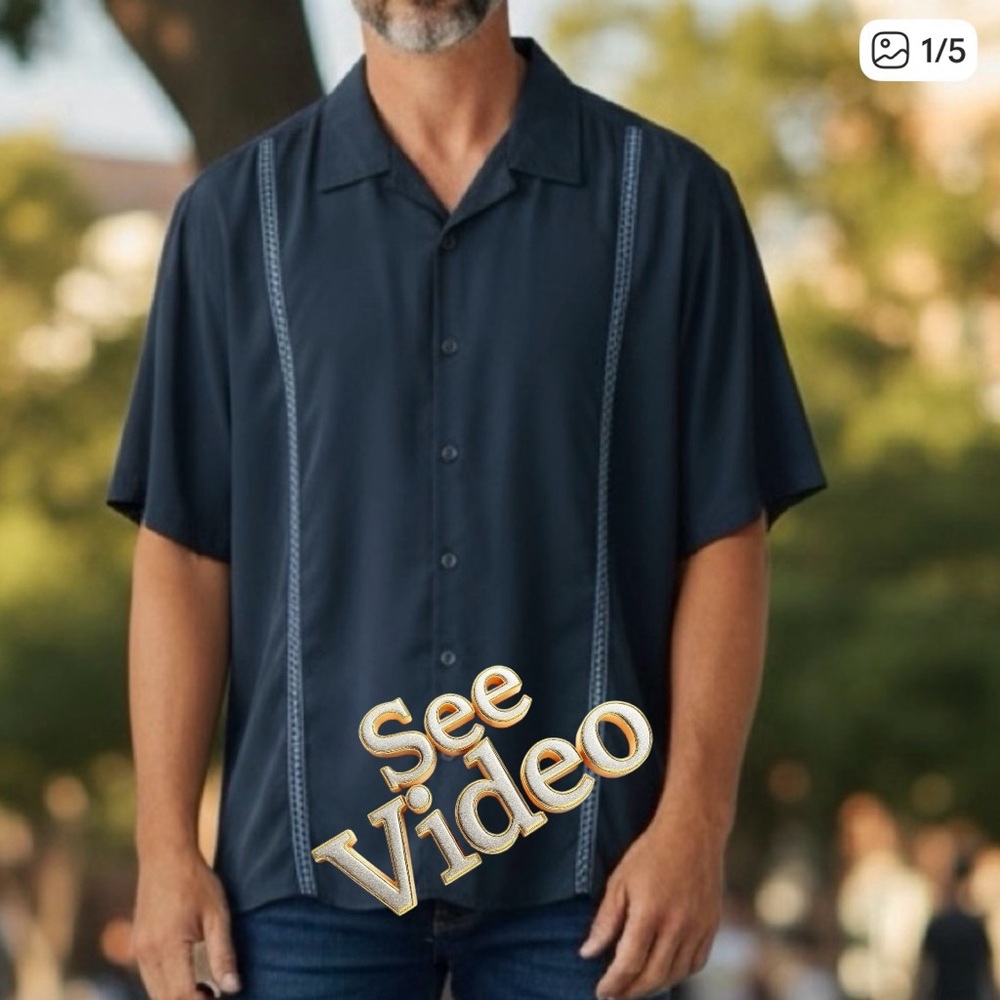 👛 (ANY 2/$25) DENVER HAYES Blue Short Sleeve Shirt, Classic Fit. See Video
